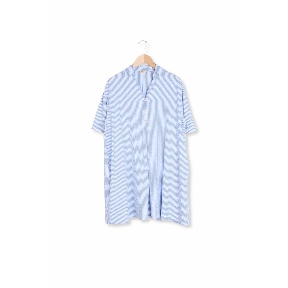 Bellerose Atelier Dress Blue Seersucker Shirt Dress Size 1
